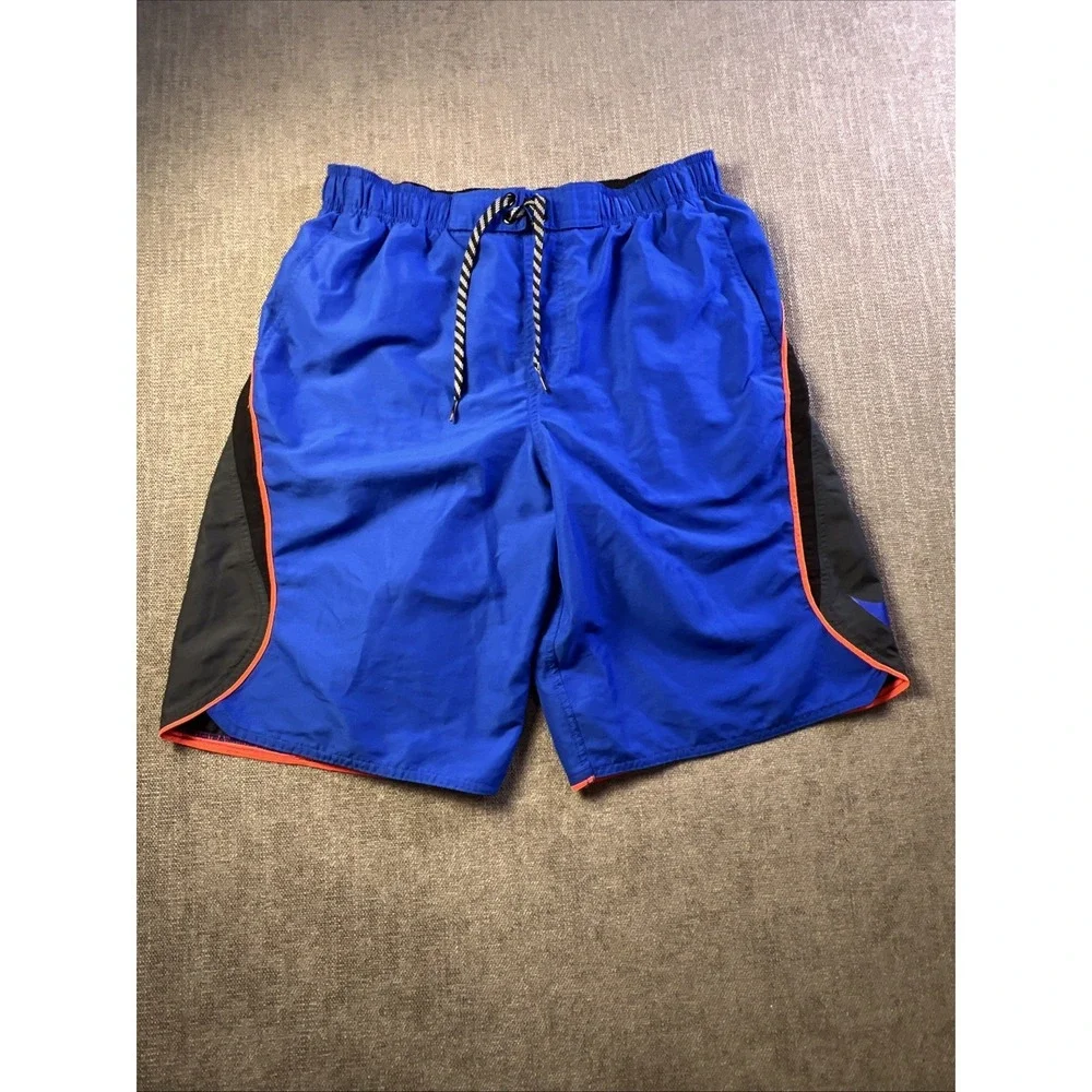Nike Board Shorts Men's M Swim Beach Drawstring Colorful Pockets Blue Summer
